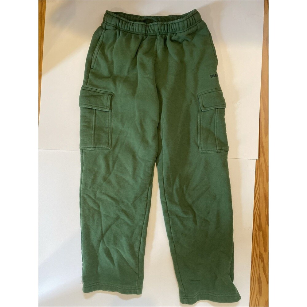 TNA Sweatfleece Women's Green Mega Fit Pull On Wide Leg Sweat Pants XS